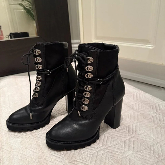 Black Leather Lace Up Booties, RUDSAK, Size 37 - Picture 1 of 7